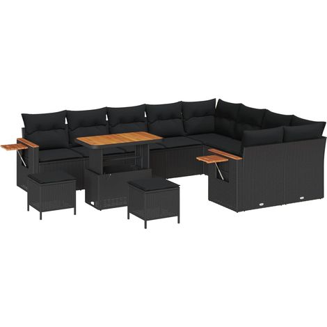 Maison Exclusive - Gartensofa-set mit Kissen 13 pcs Schwarz Poly-