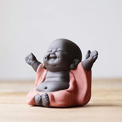 Petite statuette de Bouddha en céramique, figurine de moine, artisanat créatif pour bébé, poupées, ornements, cadeau, artisanat délicat en céramique (1/5)
