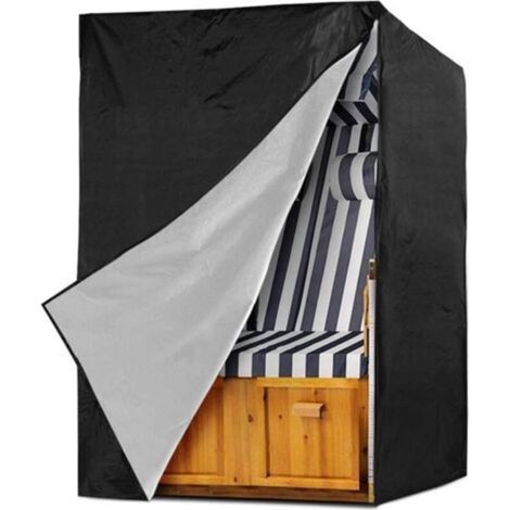 Housse de protection pour fauteuil-cabine de plage - Résistante à l'hiver - 210D - Imperméable - Résistante à la déchirure et aux UV - Noir - 135 x 105 x 175/140 cm (1/5)