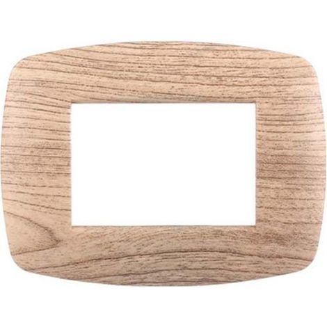 Ettroit Plaque compatible Bticino Livinglight 3 modules slim plastique, coloris bois clair - LN87304