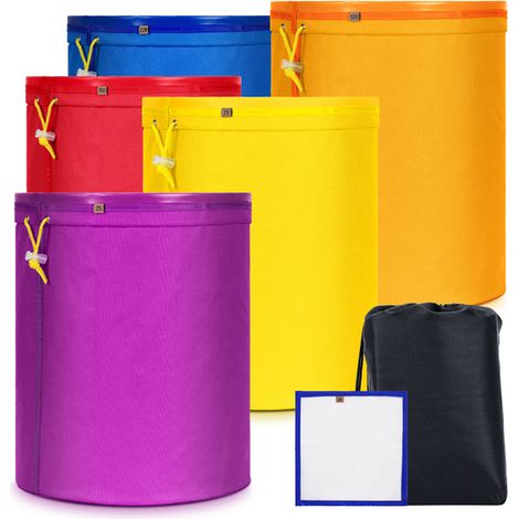 Paquet de 5 sachets d'extraits d'infusion froide à base de plantes en nylon avec un revêtement imperméable durable, un cordon flexible intégré et un étui de transport et un tamis à presser inclus (1/5)