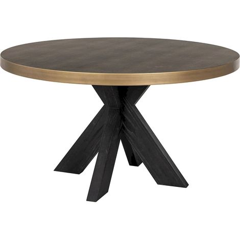 Table de salle à manger élégante en verre - Noir et or élégant (1/5)
