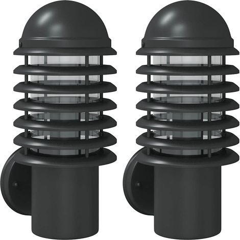 Appliques murales d'extérieur 2 pcs noir acier inoxydable (1/5)