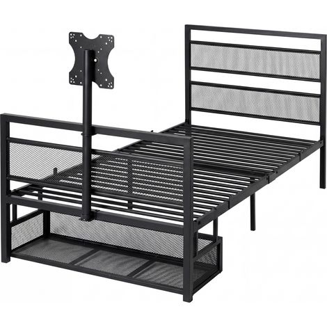 Levede Single Bed Frame Gaming Bed TV Bed 360° Rotating Mount Metal Black (1/5)