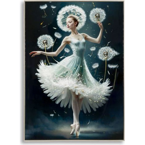Dipinto su tela Dancing B ballerina con tarassachi, 72x102 cm
