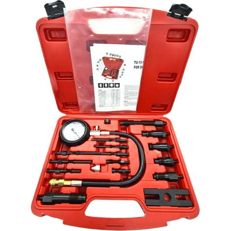 Tester di Compressione Kit 14 pz per Motori Diesel Misuratore Manometro (1/5)