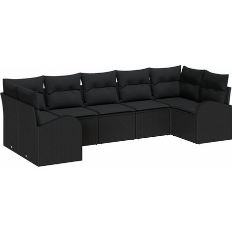 Maison Exclusive - Gartensofa-set mit Kissen 7 pcs Schwarz Poly R