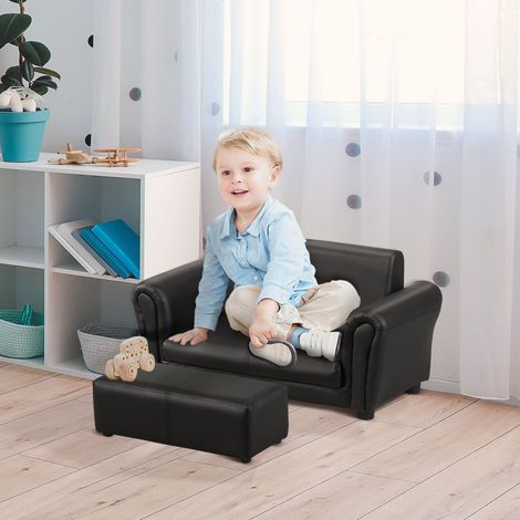 Fauteuil enfant avec repose-pieds, canapé enfant avec repose-pieds, canapé enfant, fauteuil-canapé, noir, 83 x 42 x 41 cm (1/5)