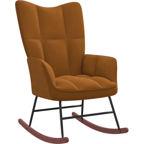 Chaise à bascule/Fauteuil à bascule,Grand confort Marron Velours -FR45571 (1/5)