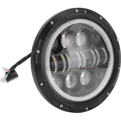 Phare LED Moto Rond 7 Pouces 80W Blanc Ambre DRL Anneau Halo Oeil Angulaire Remplacement Pour Land Rover Defender 90 1997 (1/5)