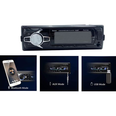 Autoradio Bluetooth Aux Usb Mp3 Stereo Audio Display Lcd Telecomando 7008 (1/5)