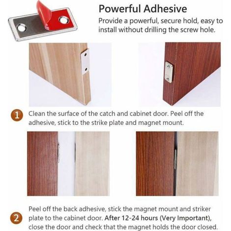 Lot de 5 loquets magntiques pour porte fermeture adhsive puissant pour meubles et tiroirs Label SERRURE DE MEUBLE (1/4)