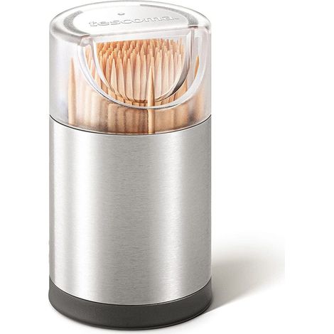 Tescoma Dispenser Stuzzicadenti Inox 45x80 mm - Acciaio e Plastica Trasparente (1/4)