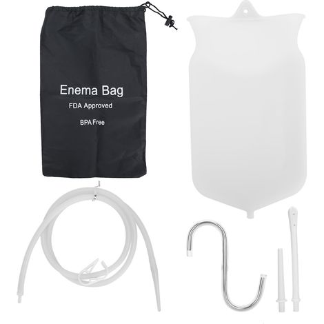 Kit de lavement en silicone 2L avec tuyau 160cm et embouts, pour nettoyage du côlon à l'eau ou café (1/5)