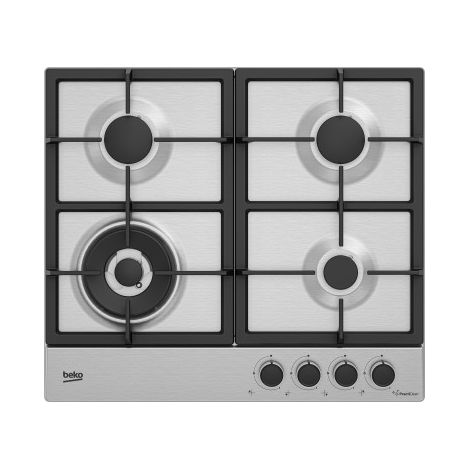 Beko HIAW64226SXE: Piano a Gas con PractiClean e FlameAdjust, 3 Bruciatori + 1 Wok, 60 cm. Colore del prodotto: Acciaio inox, Posizionamento dell'apparecchio: Da incasso, Dimensione della larghezza... (1/5)