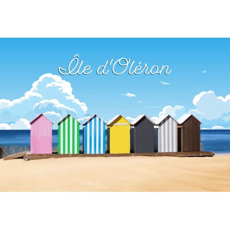 Tableau sur toile illustration Cabanes Colorées 45x65 cm - Impression sur Toile Murale Décorative - Image imprimée en HD sur Toile - Toile sur Châssis en Bois FSC - Fabriqué en France