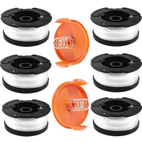 6 + 2pcs Bobines A6481 A6485 pour Black et Decker Af-100, Bobine Fil Coupe Bordure pour Black et Decker Coupe-Bordures, 6 Bobine de Fil Debroussailleuse avec 2 Couvercle de Bobine et 2 Ressort (1/5)
