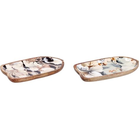 1 Pezzo Piatto Vassoio in Legno Abel Barchetta 35 x 20 x 4 cm 2 Decori