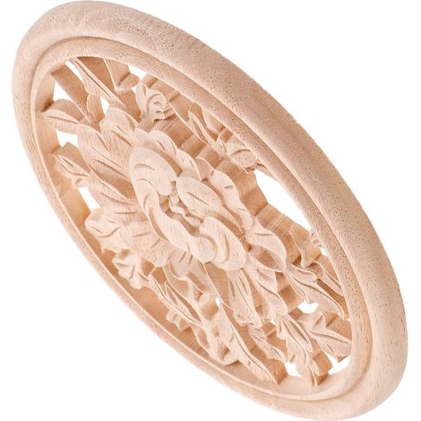 Applique Décorative Bois Sculpté Ovale Applique Pour Meubles Portes Placards Incrustation Bois Moulure (1/5)
