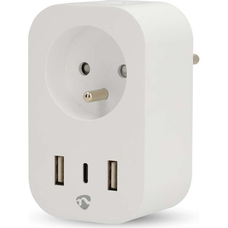 PRISE INTELLIGENTE SMARTLIFE  WI-FI  IP21  WATTMÈTRE  3680 W  FRANCE TYPE E (CEE 7/6) 1X USB-C 2X USB  0 - 55 °C  (1/4)
