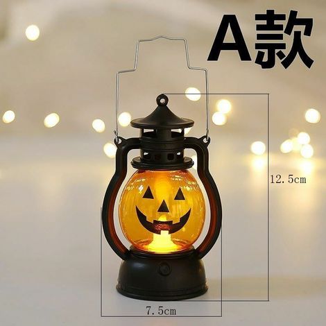 Lampe Led Halloween - Lanterne Citrouille Portable - Décoration de Fête Thème Fantaisie - Lot de 1 (1/5)