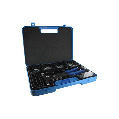Set di rivetti ciechi M3, M4, M5, M6 (50 pezzi di ogni dimensione), con 4 mandrini filettati, punte e utensili.