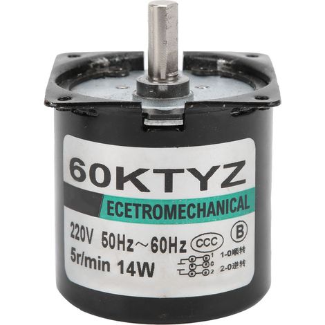 Mini moteur AC synchrone, engrenage métallique, vitesse lente, aimant Permanent, équipement de générateur de bricolage, 14w, 5 tr/min/min, ac 220v (1/5)