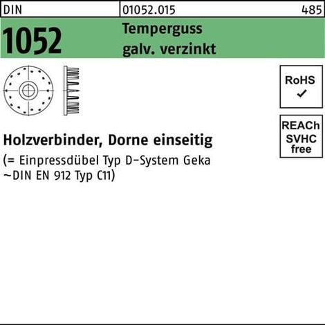 Connecteur bois DIN 1052 simple face 95x25xM24 fonte malléable galvanisée 50p.
