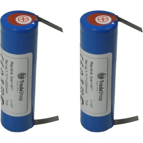 2x Trade-Shop Premium Li-Ion Akku 3,6V/3,7V 2000mAh für Wella Xpert HS71, HS71 Profi, HS75, Carvis HS75 Haarschneider ersetzt 1531582