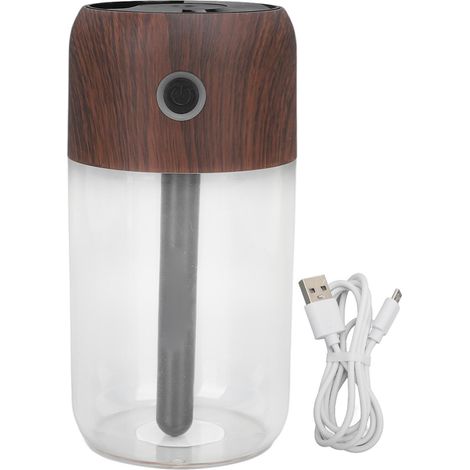 Mini-Luftbefeuchter mit Nachtlicht fürs Büro – Flüsterleise, 300 ml, Filter in schwarzer Holzoptik – Ideal für Schlafzimmer, Auto oder Büro (1/5)