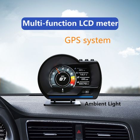 Affichage tête haute OBD2 GPS intelligent, écran LCD commutable, outil diagnostic auto, compteur de voiture multifonction. (1/5)
