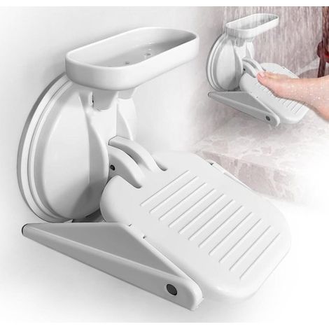 Poggiapiedi per la doccia, attacco a ventosa, poggiapiedi per pedicure, supporto per gambe, poggiapiedi pieghevole per rasatura, poggiapiedi regolabile, antiscivolo (1/5)