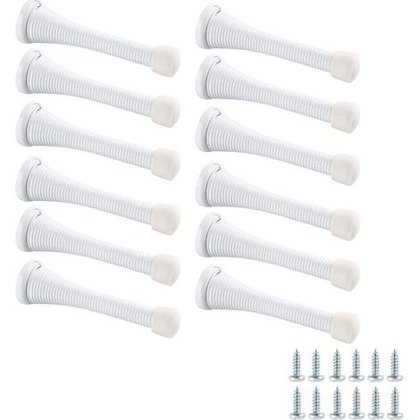 12 pièces, avec vis, blanc, butée de porte à ressort, butée de porte manuelle anti-pincement pour porte supérieure de sécurité enfant, (1/5)