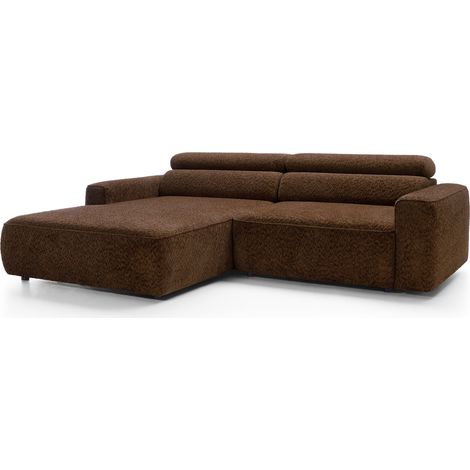 Selsey Fando – Ecksofa mit elektrischem Sitzauszug, Ottomane links, Chenille Braun (1/5)