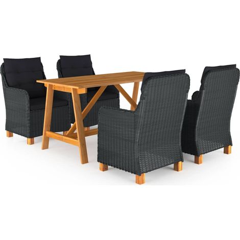 Furniture Limited - Set Mobili da Pranzo per Giardino 5 pz Grigio (1/5)