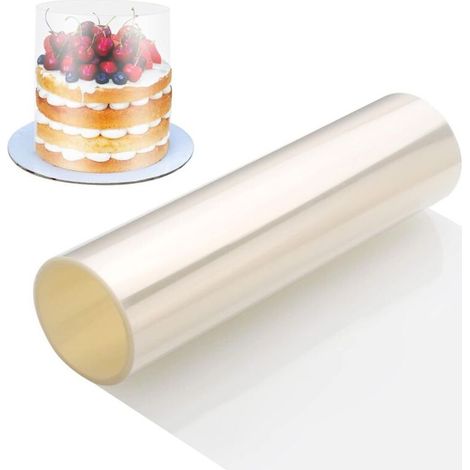Transparent Patisserie. Feuilles d'Acétate Epaissies 30cm x 10m. Cercle a Patisserie Transparent pour la Pâtisserie. Gâteau Mousse au Chocolat. Décoration de Gâteaux (1/5)