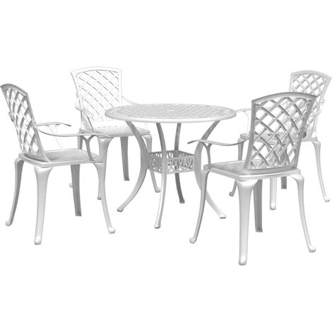 Ensemble repas de jardin 5 pièces en aluminium coulé blanc, table et 4 chaises - PANGIVO (1/5)
