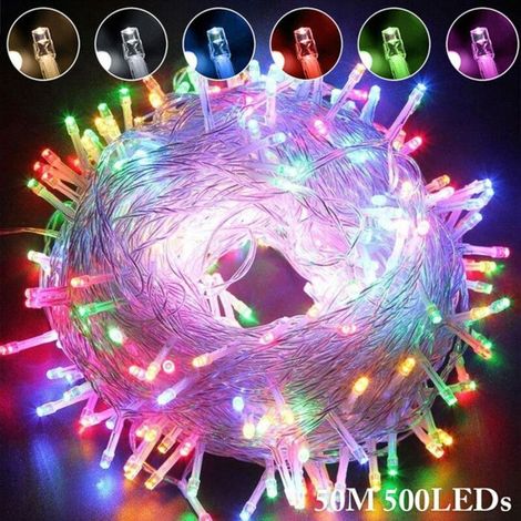 Bardusch - Guirlande Lumineuse Exterieure Intérieur 500LED 50M (Multicolore) Lumiere Sapin de Noël IP44 Étanche, Jardin Mariages Fêtes (1/4)