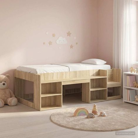vidaXL Kinderbettgestell mit Stauraum Sonoma-Eiche 75 x 190 cm (1/5)