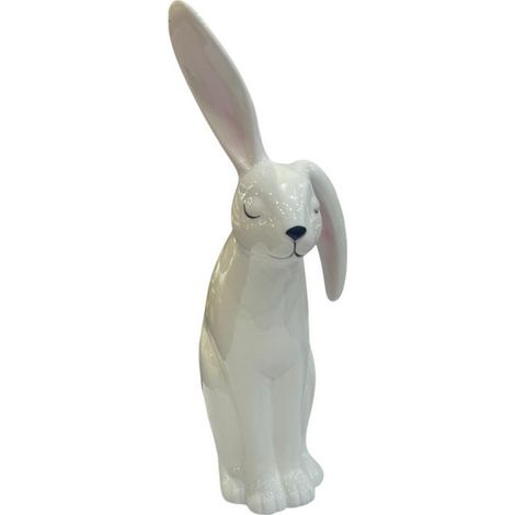 29cm Decorative Porcelain Bunny - L10 x W16 x H29 cm - White