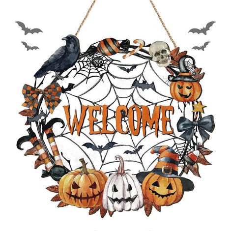 Mignon fantôme Scarecrow nain porte panneau, rustique style maison de campagne, pour porche jardin entrée décoration,D,20cm (1/5)