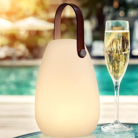 Lampe de table LED extérieur avec Télécommande Blanc chaud 8 couleurs Intensité variable Lampe de Table sans fil étanche Décoration idéale pour votre maison et jardin (ronde) (1/5)