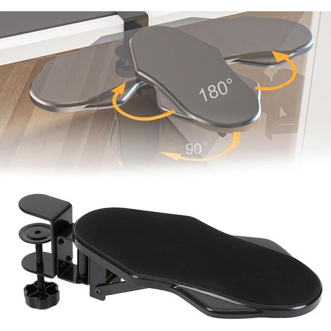 Repose-bras pour ordinateur de bureau, pivotant à 180° et pliable à 90°, blanc Plateau d'extension de bureau, repose-bras à pince, support ergonomique pour coude et bras, facile à installer, pour la (1/5)