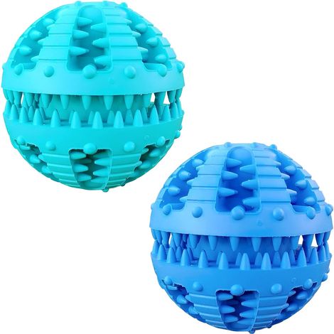 2 x Dog Toy Ball, Molar Cleaning Ball for Dogs, Cats, Interactive Training Food Distribution Ball (Blue + Blue, 8 cm) (1/5)