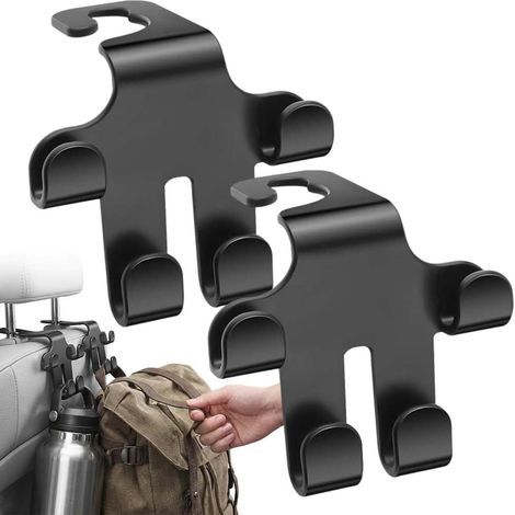 2-in-1 Autositzhaken und Handyhalterung — Multifunktionaler Aufbewahrungshaken — Rücksitz-Organizer-Haken (2er-Pack) (1/5)
