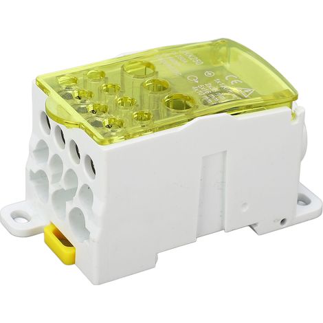 Einpoliger DIN-Schienen-Klemmenblock-Anschlusskasten 250A 690V gelb - Schraubbarer elektrischer Verteilerkasten für die Verdrahtung. (1/5)