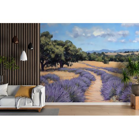 Papier peint campagne sentier des lavandes - 150 x 250 cm (1/2)