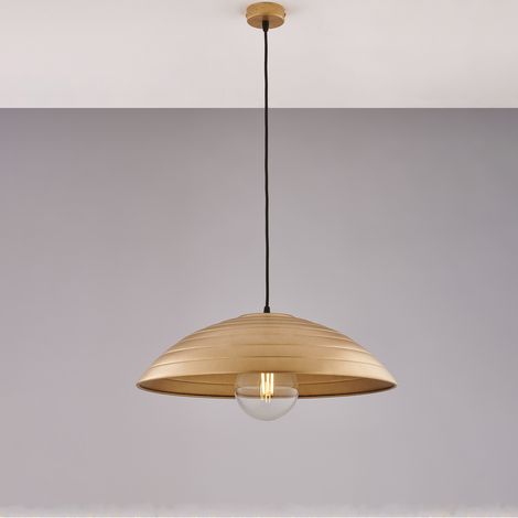 Belight - Sender – Pendelleuchte Ø50, schwarz, Antikgolddekor, verstellbares Textilkabel – BL308-1-ORO