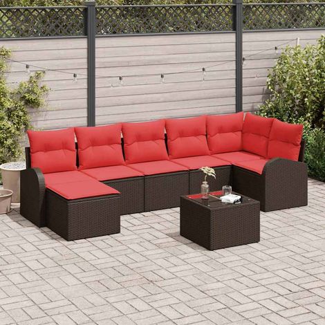 Ensemble de canapé de jardin 8 pcs Marron Poly Rattan vidaXL (1/5)