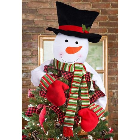 Adorno navideño, muñeco de nieve de poliéster y metal, brazos ajustables para el árbol, decoración festiva de invierno (1/5)